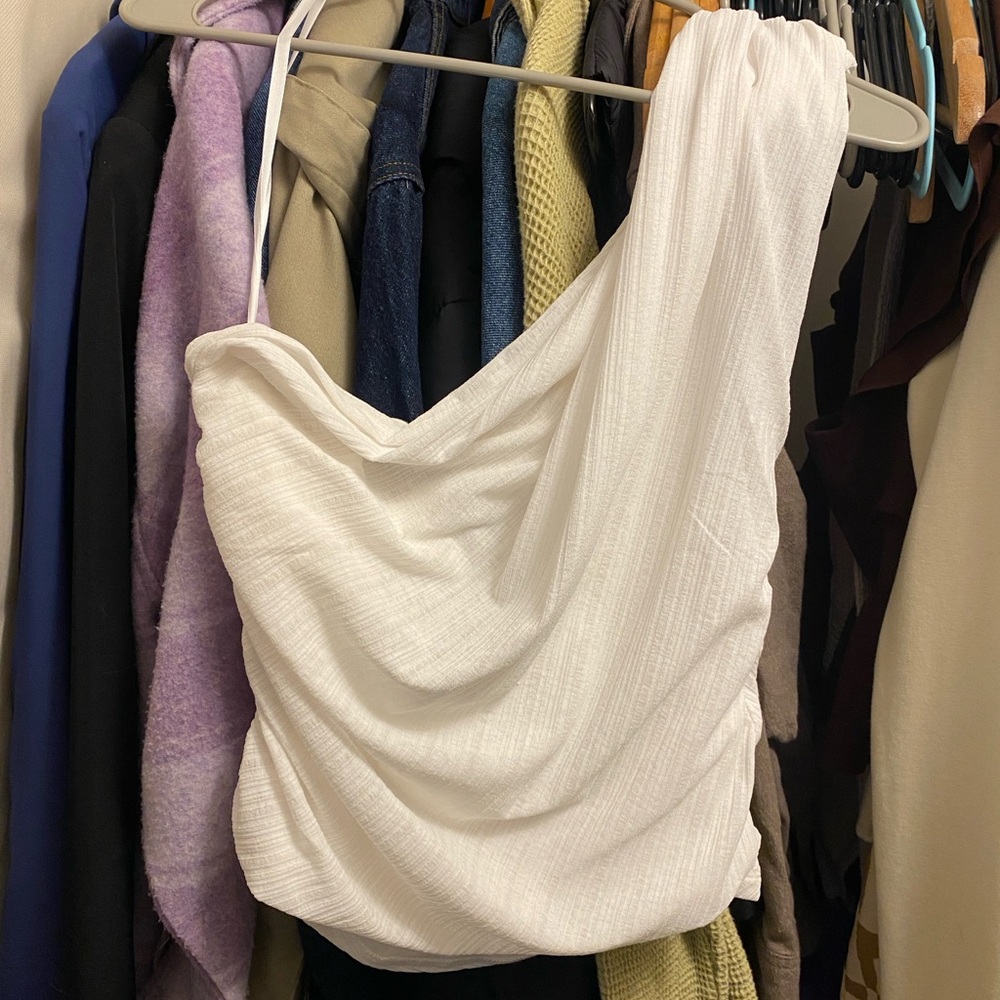 Anthropologie Cream Draped Blouse